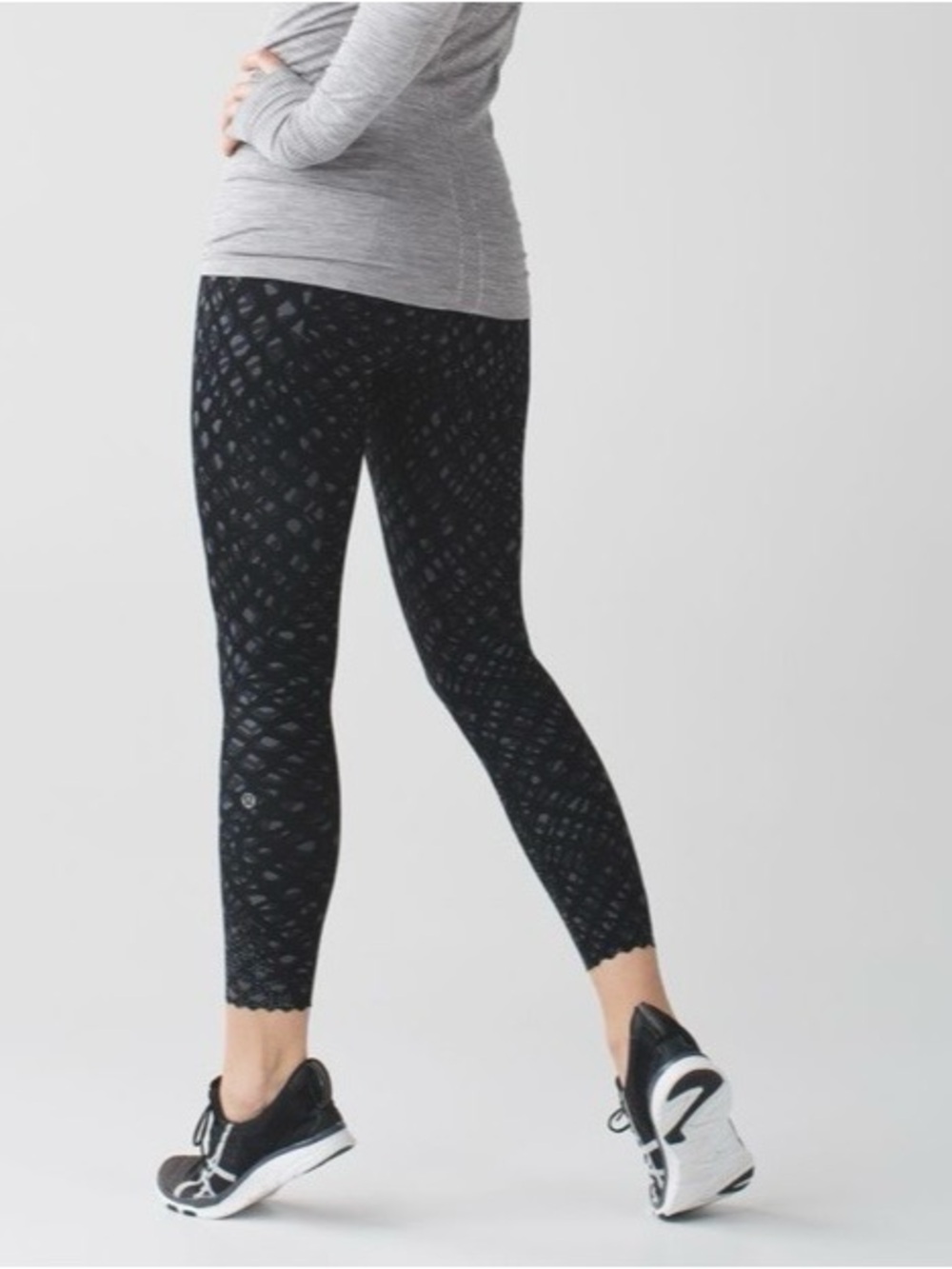 Lululemon Tight Stuff Tight (Reflective) Simply Lace Play Dark Slate Black